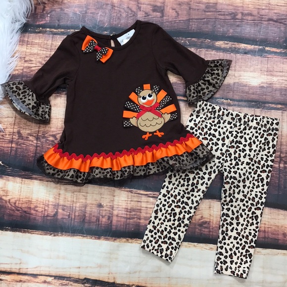 Other - Thanksgiving Turkey Leopard Ruffle Top Leggings